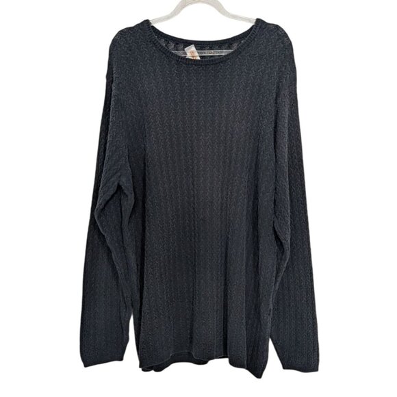 Talbots Sweaters - Talbots Textured Sweater Womens Size XL Blue Knit Made in Italy Long Sleeve